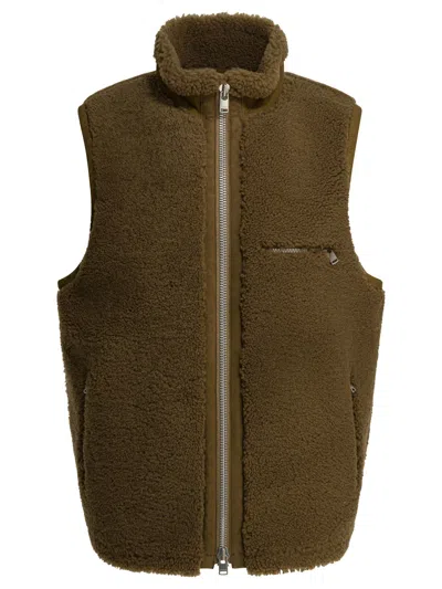 Nonnative Shearling Sleeveless Jacket In Green