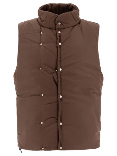 Nonnative Quilted Snap-fastening Vest In Brown