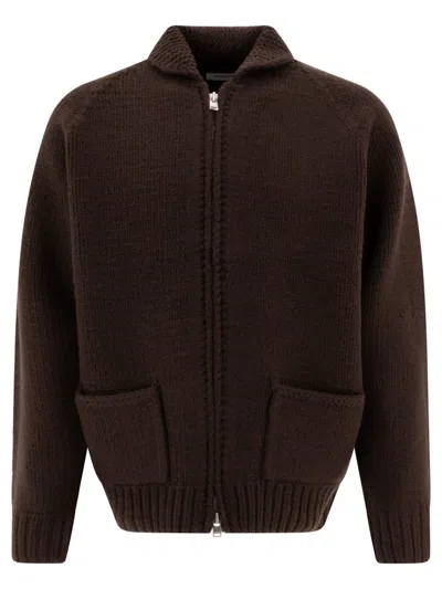 Nonnative Knit Zip-up Sweater With Ribbed Details In Brown