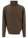 Nonnative Ribbed Wool Knitwear With Half-zip Collar In Brown