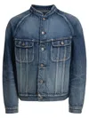 Nonnative Button-up Denim Jacket With Zigzag Placket In Blue