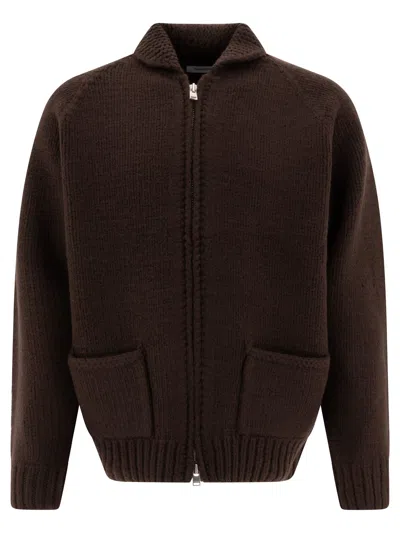 Nonnative Zip-front Patch Pocket Cardigan In Brown