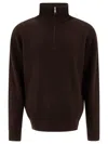 Nonnative Ribbed High-neck Zip-up Sweater In Brown