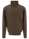 Nonnative Ribbed Wool Knitwear With Half-zip Collar In Brown