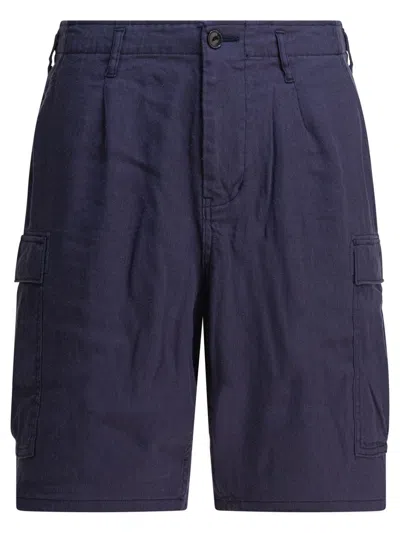 Nonnative Mid-rise Linen Cargo Shorts In Blue