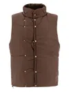 Nonnative Sleeveless Padded Jacket With High Collar In Brown