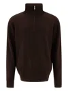 Nonnative Ribbed High-neck Zip-up Sweater In Brown