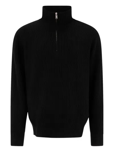 NONNATIVE RIBBED ZIP-NECK SWEATER