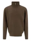 Nonnative Ribbed Wool Knitwear With Half-zip Collar In Brown