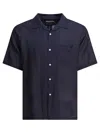 Nonnative Short-sleeve Linen Shirt With Classic Collar In Blue