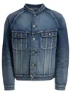 Nonnative Button-up Denim Jacket With Zigzag Placket In Blue