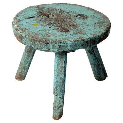 Pre-owned Nono Antique Mexican Farmhouse Mesquite Wood Milking Stool In Brown