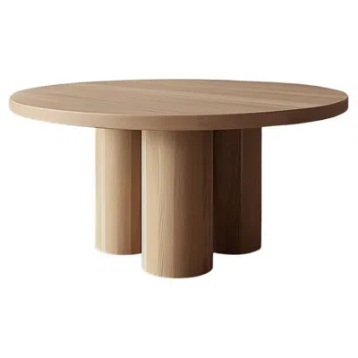 Pre-owned Nono Brutalist Round Dining Table In Wood Veneer, Podio By  In Brown
