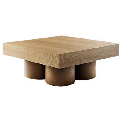 Pre-owned Nono Brutalist Square Coffee Table In Warm Wood Veneer, Podio By  In Brown