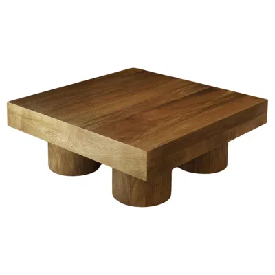 Pre-owned Nono Brutalist Square Coffee Table In Warm Wood Veneer, Podio By  In Brown