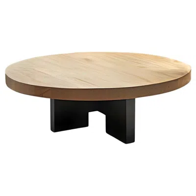Pre-owned Nono Fundamenta Geometric Coffee Table 56 Round Solid Wood, Modern Style By  In Brown