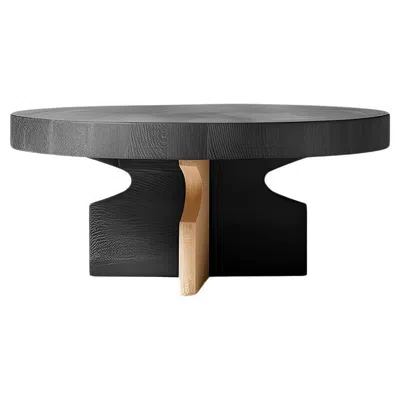 Pre-owned Nono Geometric Round Top Fundamenta 65 Chic Design, Oak Finish By  In Brown