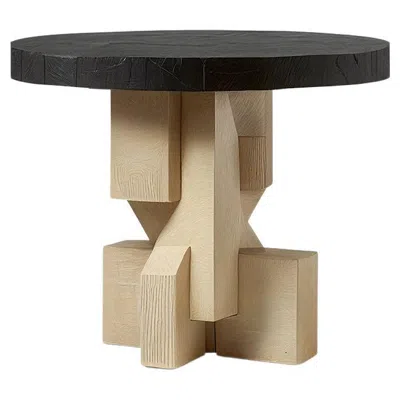 Pre-owned Nono Hand-crafted Solid Thick Maple Faceted Side Table By  Fundamenta 05 In Brown