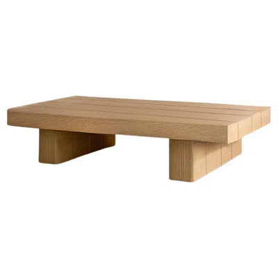 Pre-owned Nono Hand-crafted Solid Thick Oak Rectangular Coffee Table By  Fundamenta 02 In Brown