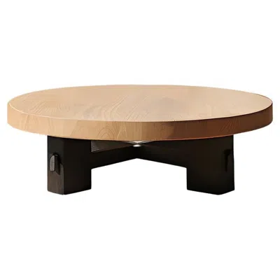 Pre-owned Nono Low-profile Round Oak Table - Serene Fundamenta 36 By  In Brown