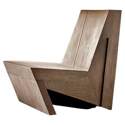 Pre-owned Nono Minimalist Brutalist Lounge Chair, Burn Oak Wood Muted D Easy Chair By  In Brown