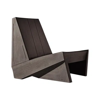 Pre-owned Nono Minimalist Brutalist Lounge Chair, Burn Oak Wood Muted E Easy Chair By  In Brown