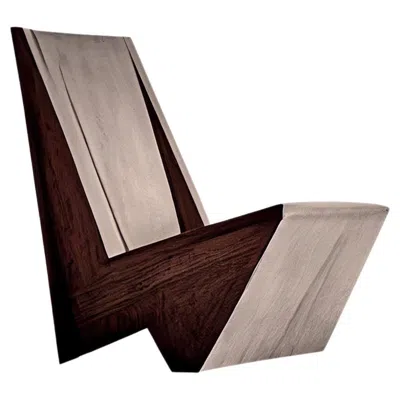 Pre-owned Nono Minimalist Brutalist Lounge Chair, Burn Oak Wood Muted G Easy Chair By  In Brown