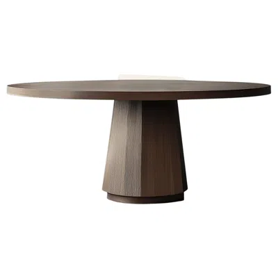 Pre-owned Nono No11 Scarpa Dining Table – Cylindrical Solid Wood Base With Round Top By  In Brown