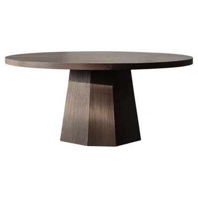 Pre-owned Nono No13 Scarpa Round Dining Table – Sculptural Cylindrical Base By Joel Escalona In Brown