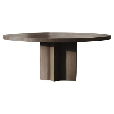 Pre-owned Nono No15 Scarpa Dining Table – Solid Wood Round Top With Cylindrical Base By Joel Es In Brown