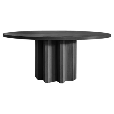 Pre-owned Nono No18 Scarpa Table By  – Round Solid Wood Top With Cylindrical Sculptural Bas In Brown