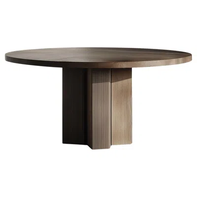 Pre-owned Nono No19 Scarpa Wooden Dining Table – Round Top And Customizable Solid Base By Joel In Brown