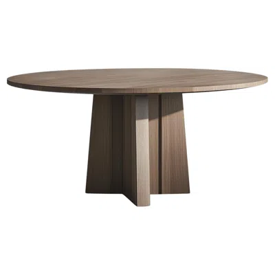 Pre-owned Nono No21 Scarpa Dining Table – Round Top With Sculptural Cylindrical Base In Brown