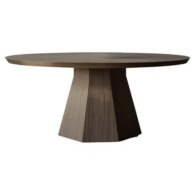 Pre-owned Nono No23 Scarpa Round Dining Table – Solid Wood With Unique Cylindrical Base In Brown