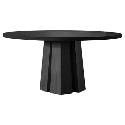 Pre-owned Nono No31 Scarpa Round Dining Table – Custom Solid Wood Top By Joel Escalona In Brown
