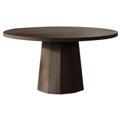 Pre-owned Nono No32 Scarpa Table By  – Sculptural Cylindrical Base And Round Top In Brown