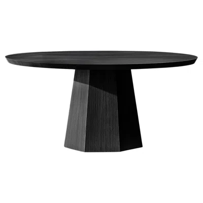 Pre-owned Nono No5 Scarpa Table – Round Solid Wood Dining Table With Cylindrical Base By Joel E In Brown