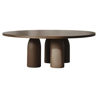 Pre-owned Nono No56 Scarpa Dining Table By  – Cylindrical Wooden Base With Round Top In Brown