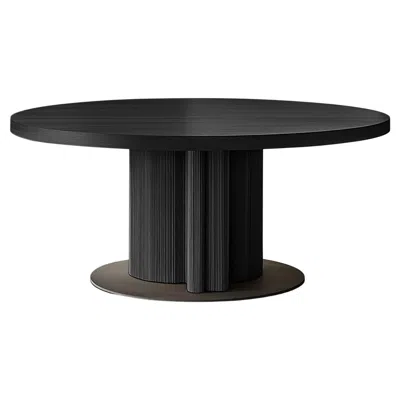 Pre-owned Nono No7 Scarpa Dining Table – Solid Wood Round Top With Cylindrical Base By Joel Esc In Brown