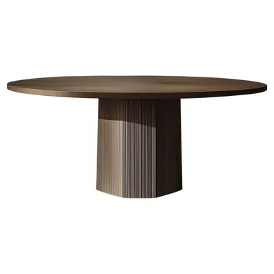 Pre-owned Nono No8 Scarpa Table By  – Custom Round Dining Table With Sculptural Solid Base In Brown