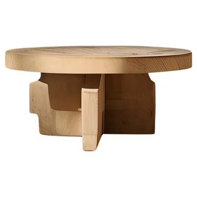Pre-owned Nono Oak Abstract Round Fundamenta 66 Sleek Lines, Solid Craft By  In Brown