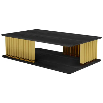 Pre-owned Nono Plateau Rectangular Coffee Table In Black Wood And Brass Structure By