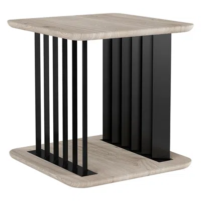 Pre-owned Nono Plateau Side Table, Night Stand In Grey Wood And Metal Structure By  In Gray