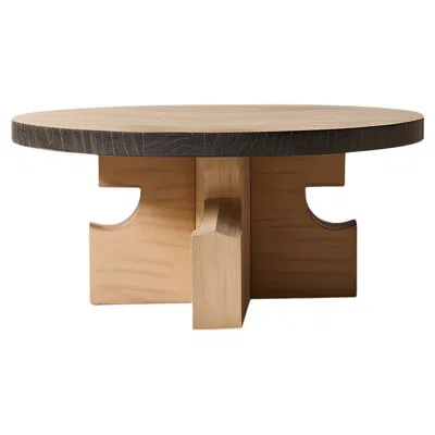Pre-owned Nono Round Oak Fundamenta Table 63 Geometric Flair, Contemporary Look By  In Brown