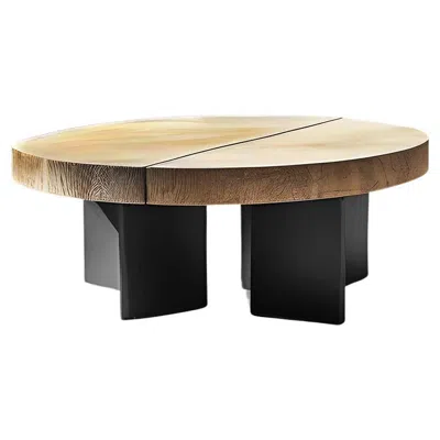 Pre-owned Nono Round Top Fundamenta Table 53 Abstract Shapes, Oak Elegance By  In Brown
