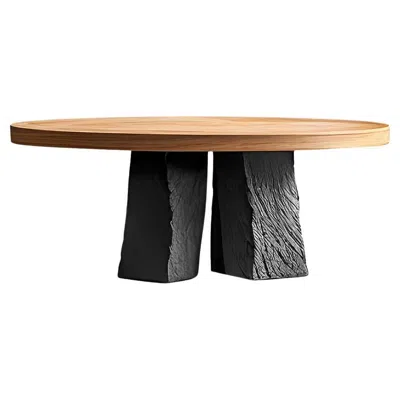 Pre-owned Nono Round Wood Fundamenta Coffee 54 Sleek Geometry, Walnut Craft By  In Brown