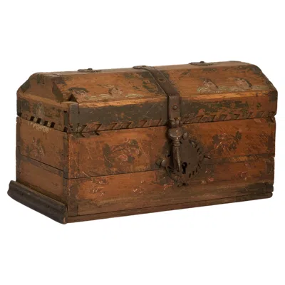 Pre-owned Nono Small Antique Spanish Colonial Chest, Late 1700's In Brown