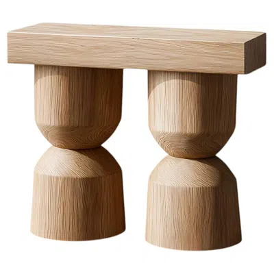 Pre-owned Nono Socle No15 Sculptural Table By  In Solid Wood In Brown
