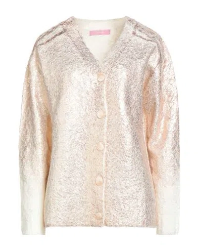 Noodle Italia Woman Cardigan Bronze Size M Acrylic, Mohair Wool, Seacell, Virgin Wool In Neutral