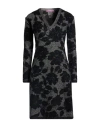 Noodle Italia Woman Mini Dress Black Size L Viscose, Polyamide, Polyester, Wool In Gray